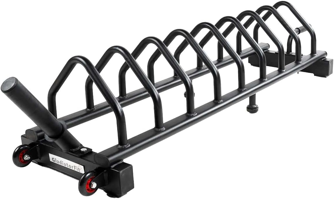 GladiatorFit Estante de almacenamiento de acero para discos de pesas de Ø 50 mm Móvil y práctico para un espacio de fitness organizado Robusto y estable para un entrenamiento seguro GladiatorFit Estante de almacenamiento de acero para discos de pesas de Ø 50 mm Móvil y práctico para un espacio de fitness organizado Robusto y estable para un entrenamiento seguro